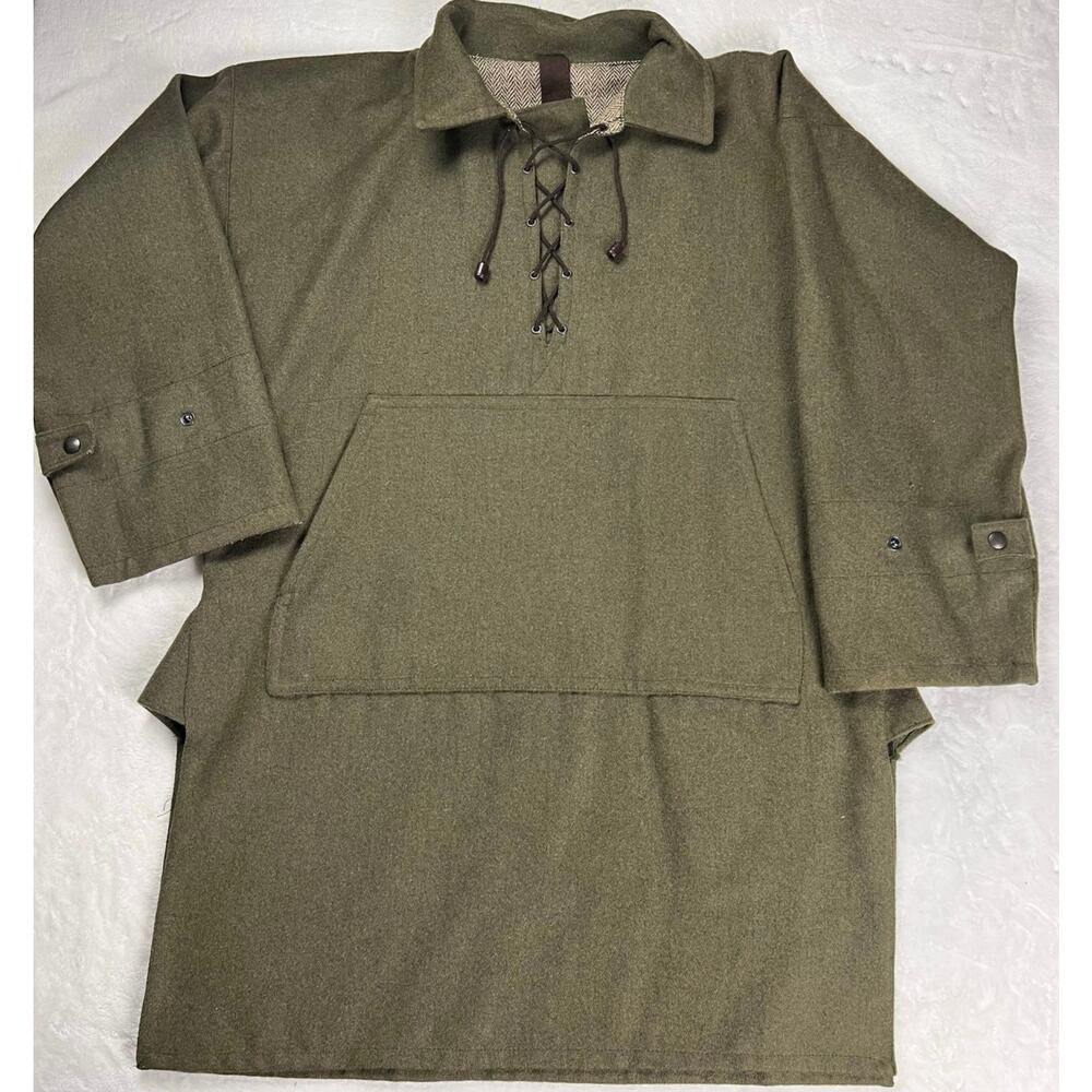 Simon Pearce Vintage Green Wool Woodsman Anorak Parka size Medium Viking